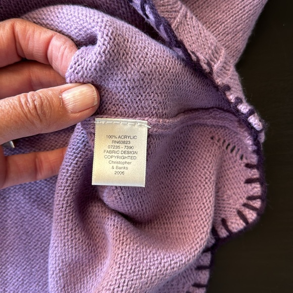 Vintage Christopher & Banks purple embroidered sweater Size Medium - Picture 11 of 12